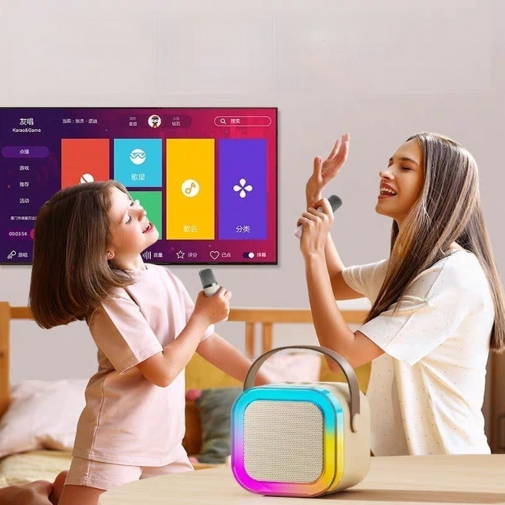 Mini Karaokê Bluetooth - microfone sem fio - Caixa de Som