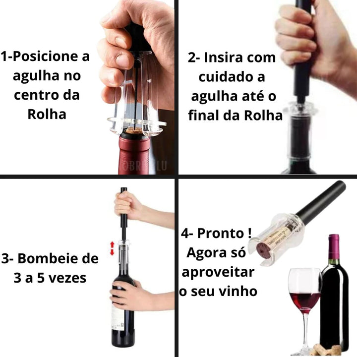 Abridor de Vinho MaxChef Saca Rolhas Tipo Bomba de Pressão Sucção Bomba de Ar - Frete Gratis