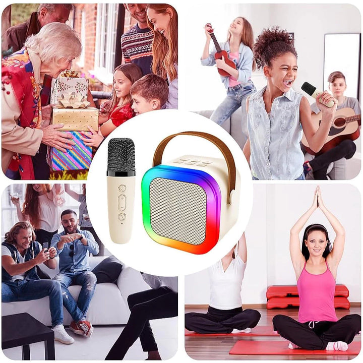 Mini Karaokê Bluetooth - microfone sem fio - Caixa de Som